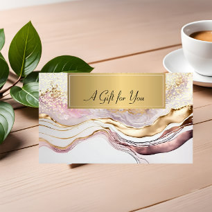 Carte De Réduction Marbre Rose Or Confettis Professionnel Élégant