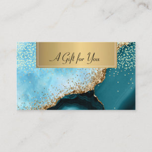 Carte De Réduction Marbre turquoise élégant Confetti or