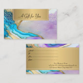 Carte De Réduction Marbre Violet Bleu Professionnel Or Confetti (Devant / Derrière)