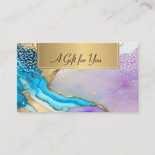 Carte De Réduction Marbre Violet Bleu Professionnel Or Confetti (Devant)