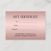 Carte De Réduction Mèches et certificat-prime de maquilleur de (Dos)