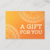 Carte De Réduction Méditation Yoga Enseignant Moderne Orange Or Manda (Devant)