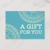 Carte De Réduction Méditation Yoga Instructeur Blue Gold Mandala Cade (Devant)