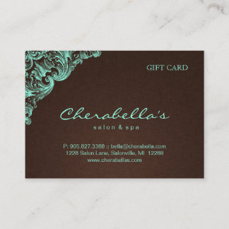 Carte De Réduction Menthe de brun de toile de spa de chèque-cadeau de
