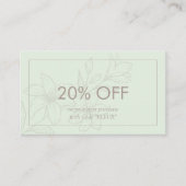 Carte De Réduction Menthe et blanc | Flore minimale chic (Devant)