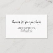 Carte De Réduction Merci blanc | Rédigé à la main minimaliste moderne (Dos)