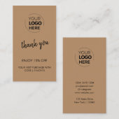 Carte De Réduction Merci Brown Design moderne Logo d'affaires (Devant / Derrière)