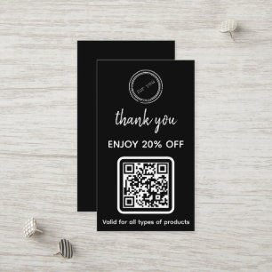 Carte De Réduction Merci Code QR minimaliste du logo de l'entrepris