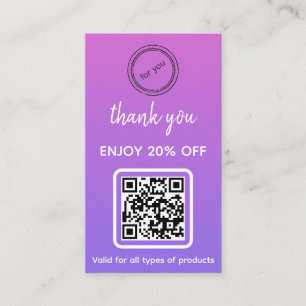 Carte De Réduction Merci Code QR minimaliste Logo de l'entreprise