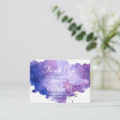 Carte De Réduction Merci d'aquarelles violettes Lavender (Debout devant)