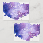 Carte De Réduction Merci d'aquarelles violettes Lavender (Devant / Derrière)