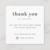 Carte De Réduction Merci de typographie moderne Petites entreprises (Dos)