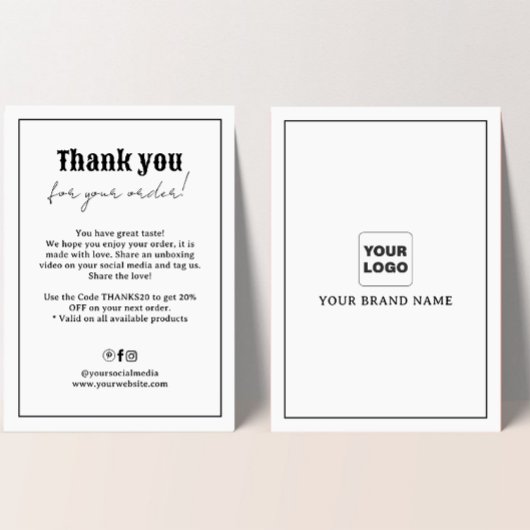 Carte de réduction Merci de typographie rétro