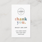 Carte De Réduction Merci! Logo des petites entreprises Pastels modern (Devant)