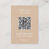 Carte De Réduction Merci Logo Loyauté Moderne beige Boutique QR Code (Dos)