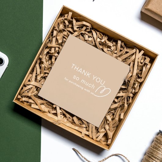 Carte De Réduction Merci Logo Loyauté Moderne beige Boutique QR Code