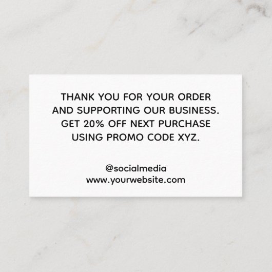 Carte De Réduction Merci Moderne Pour Shopping Code Promo (Dos)