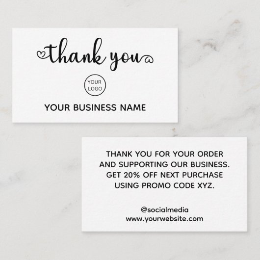 Carte De Réduction Merci Moderne Pour Shopping Code Promo (Devant / Derrière)