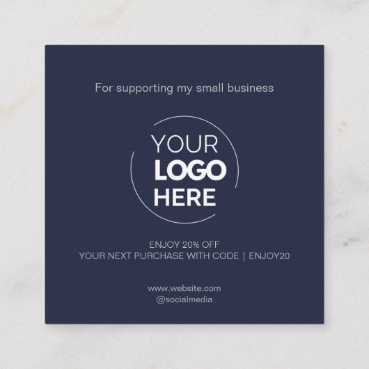 Carte De Réduction Merci moderne Script Marine minimale (Dos)