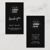 Carte De Réduction Merci Noir élégant Logo Moderne (Devant / Derrière)