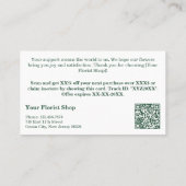 Carte De Réduction Merci Pour Votre Achat Fleuriste Vert (Dos)