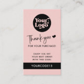 Carte De Réduction Merci rose Commander Logo d'entreprise Code QR Ret (Devant)