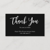 Carte De Réduction Merci Script noir et blanc Logo d'entreprise (Devant)