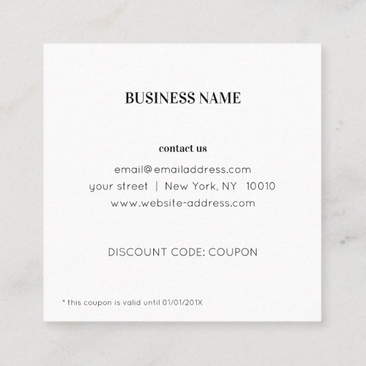 Carte de réduction minimaliste (Dos)