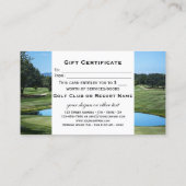 Carte De Réduction Modèle de certificat-cadeau de golf (Dos)