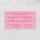 Carte De Réduction Modern Retro Pink Red Makeup Beauty Loyalty (Dos)