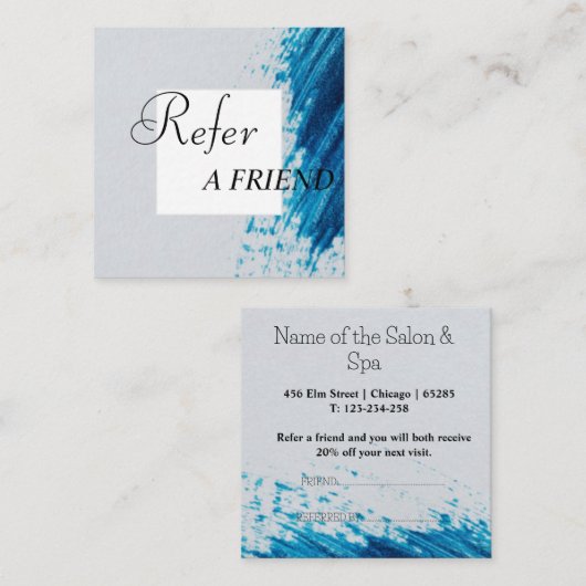 Carte de réduction moderne Blue Brush Salon (Devant / Derrière)