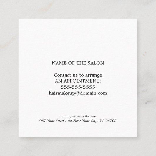 Carte De Réduction Moderne Elegant Black White Beauté (Dos)