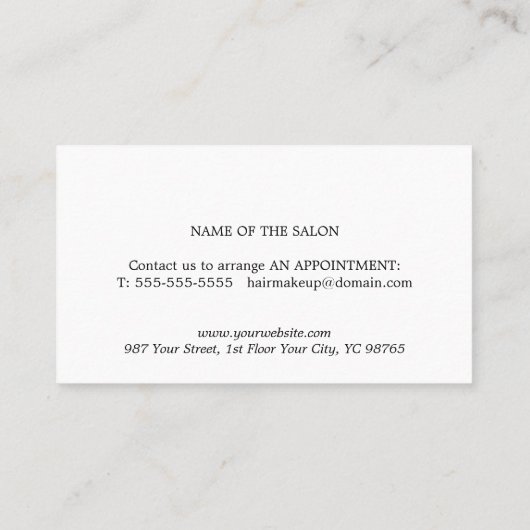 Carte De Réduction Moderne Elegant noir blanc gras beauté (Dos)