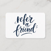 Carte de réduction moderne Navy Blue White Script (Devant)