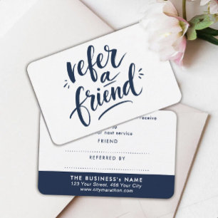 Carte de réduction moderne Navy Blue White Script