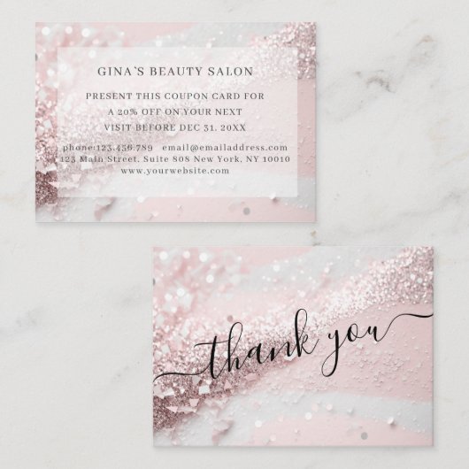 Carte De Réduction Moderne, parties scintillant (Devant / Derrière)