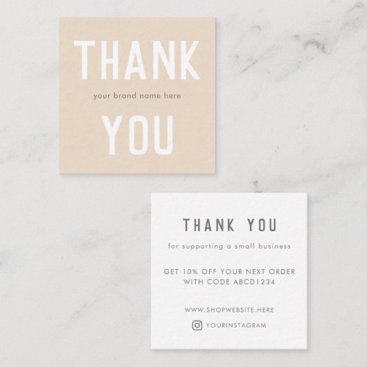 Carte De Réduction Moderne Simple Crem Merci Petite entreprise (Devant / Derrière)