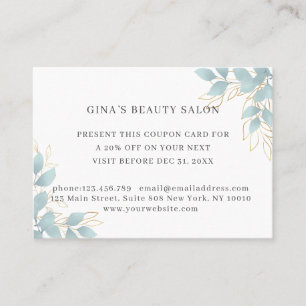 Carte de réduction moderne, verte et verte