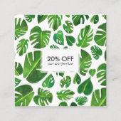 Carte De Réduction Monstera feuilles tropicaux illustrés aquarelle (Devant)