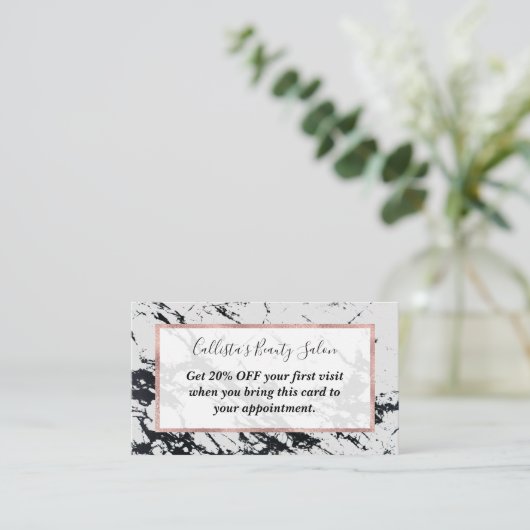 Carte De Réduction Motif moderne unique en marbre noir blanc marbré p (Debout devant)