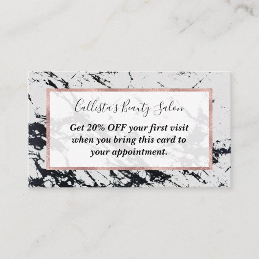 Carte De Réduction Motif moderne unique en marbre noir blanc marbré p (Devant)