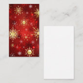 Carte De Réduction Noël Golden Snowflakes sur Arrière - plan rouge (Devant / Derrière)