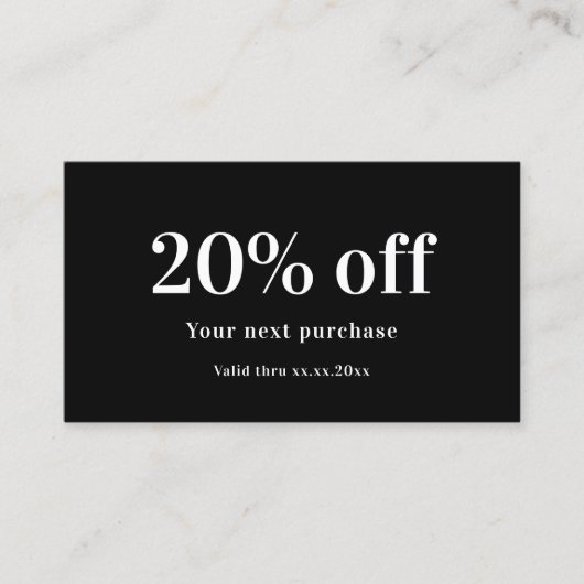 Carte De Réduction Noir blanc code qr entreprise (Devant)