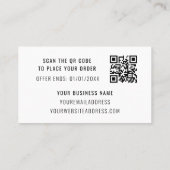 Carte De Réduction Noir Blanc élégant QR Code Business Promo Loyauté (Dos)