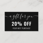 Carte De Réduction Noir Blanc élégant QR Code Business Promo Loyauté (Devant)