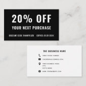 Carte De Réduction Noir Blanc Élégant Simple Business Promo Loyauté (Devant / Derrière)
