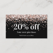 Carte De Réduction Noir blush rose or code qr entreprise (Devant)