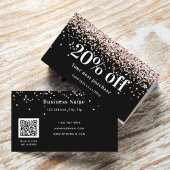 Carte De Réduction Noir blush rose or code qr entreprise