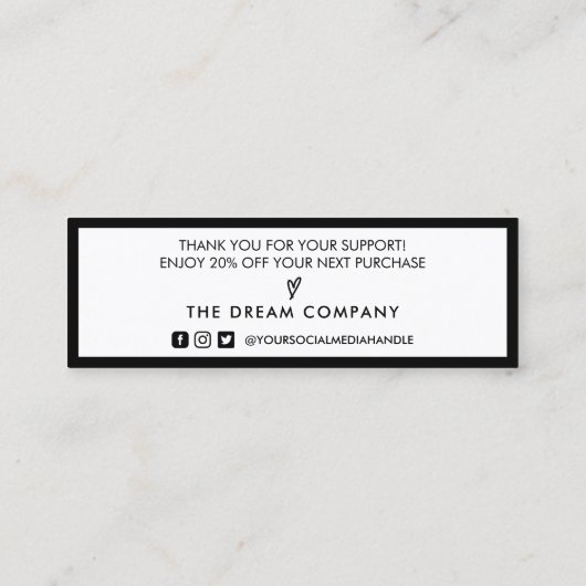 Carte de réduction noir et blanc (Dos)