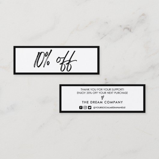 Carte de réduction noir et blanc (Devant / Derrière)